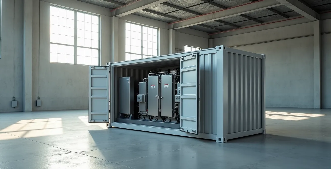 Modular containerized fuel cell system in industrial setting